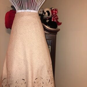Just in Light Tan B Moss A Line Sweater skirt with laser cut out floral detail